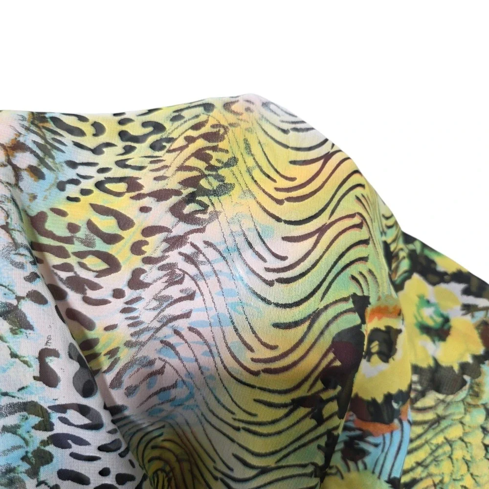 The Magic Scarf Company Scarf Women Yellow Floral Animal Print Sheer Lightweight